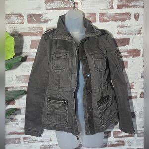 American Eagle Outfitters Men's Military-Style Jacket - Charcoal Gray